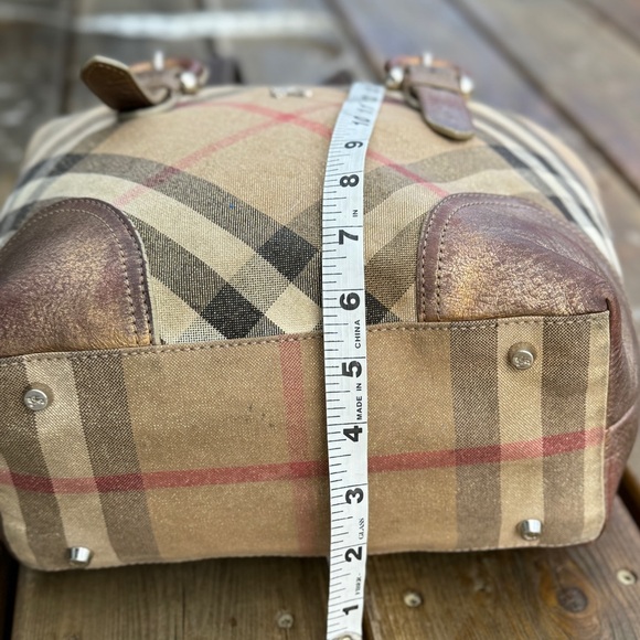 BURBERRY LUREX Leather/Canvas NOVA CHECK SATCHEL/Shoulder BAG! Good Condition🔥 - Picture 12 of 16